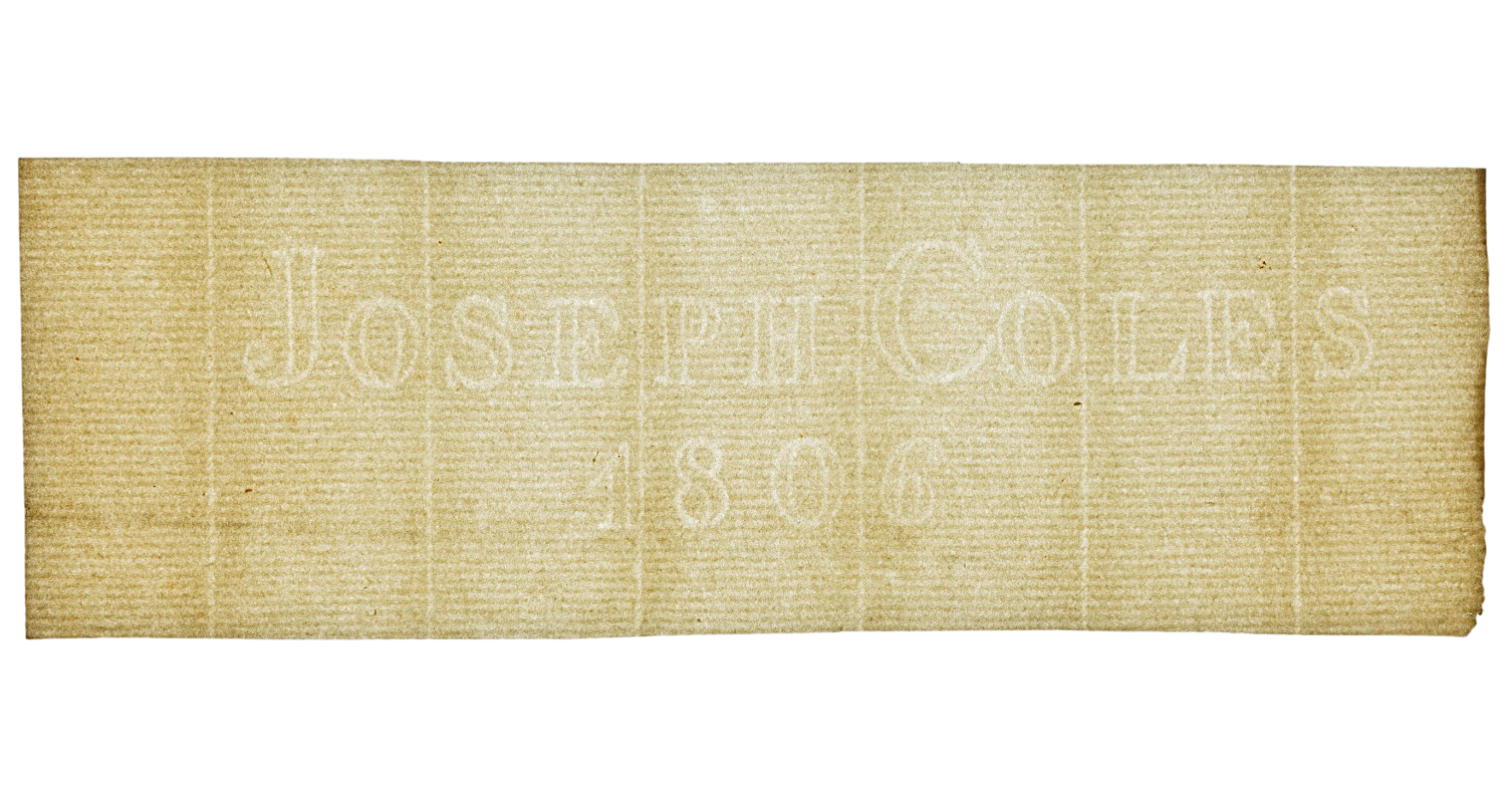 An image of watermarked paper, watermark reading "Joseph Coles 1806"