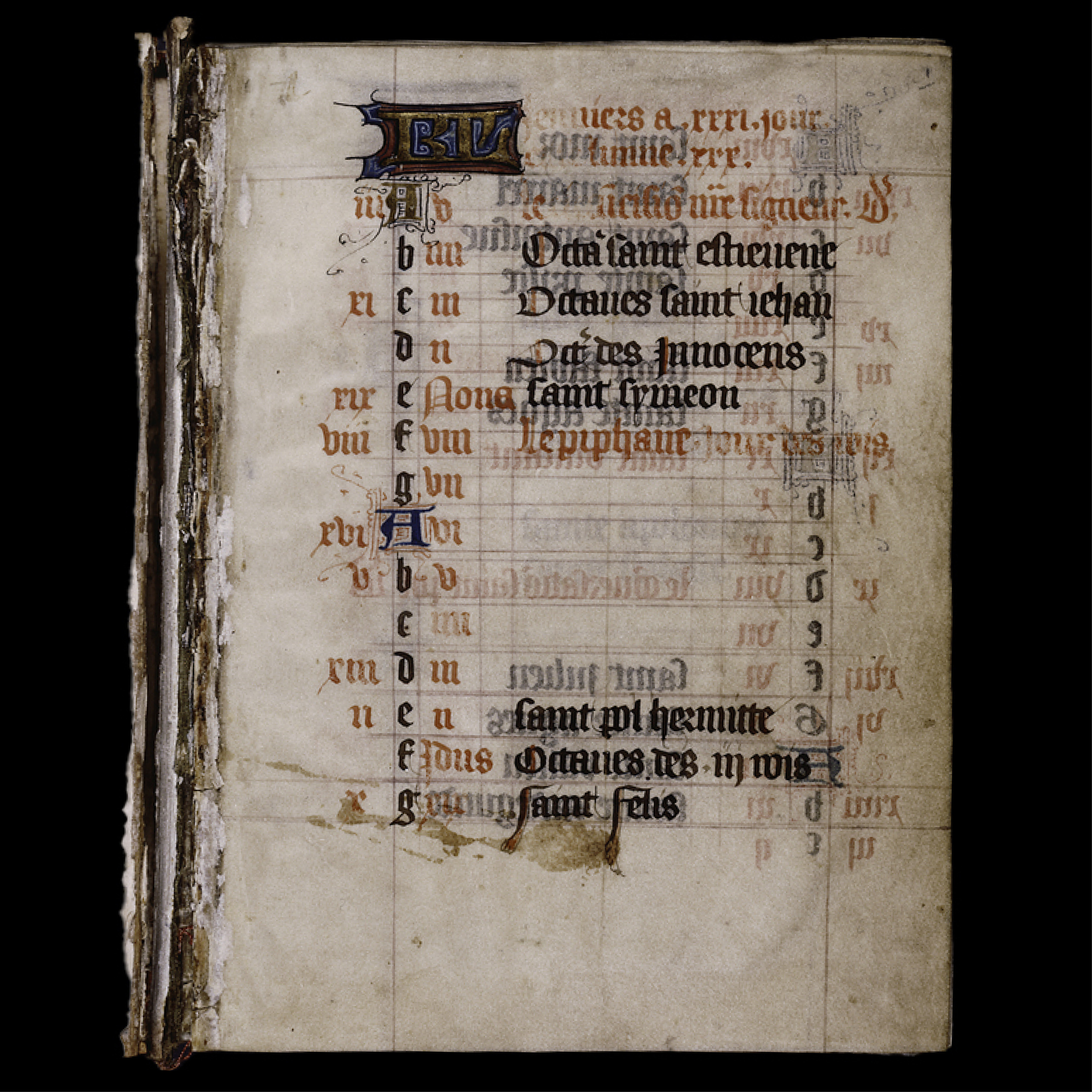 Opening page of calendar for the month of January (Bruges, 1425–1450). New York Public Library.