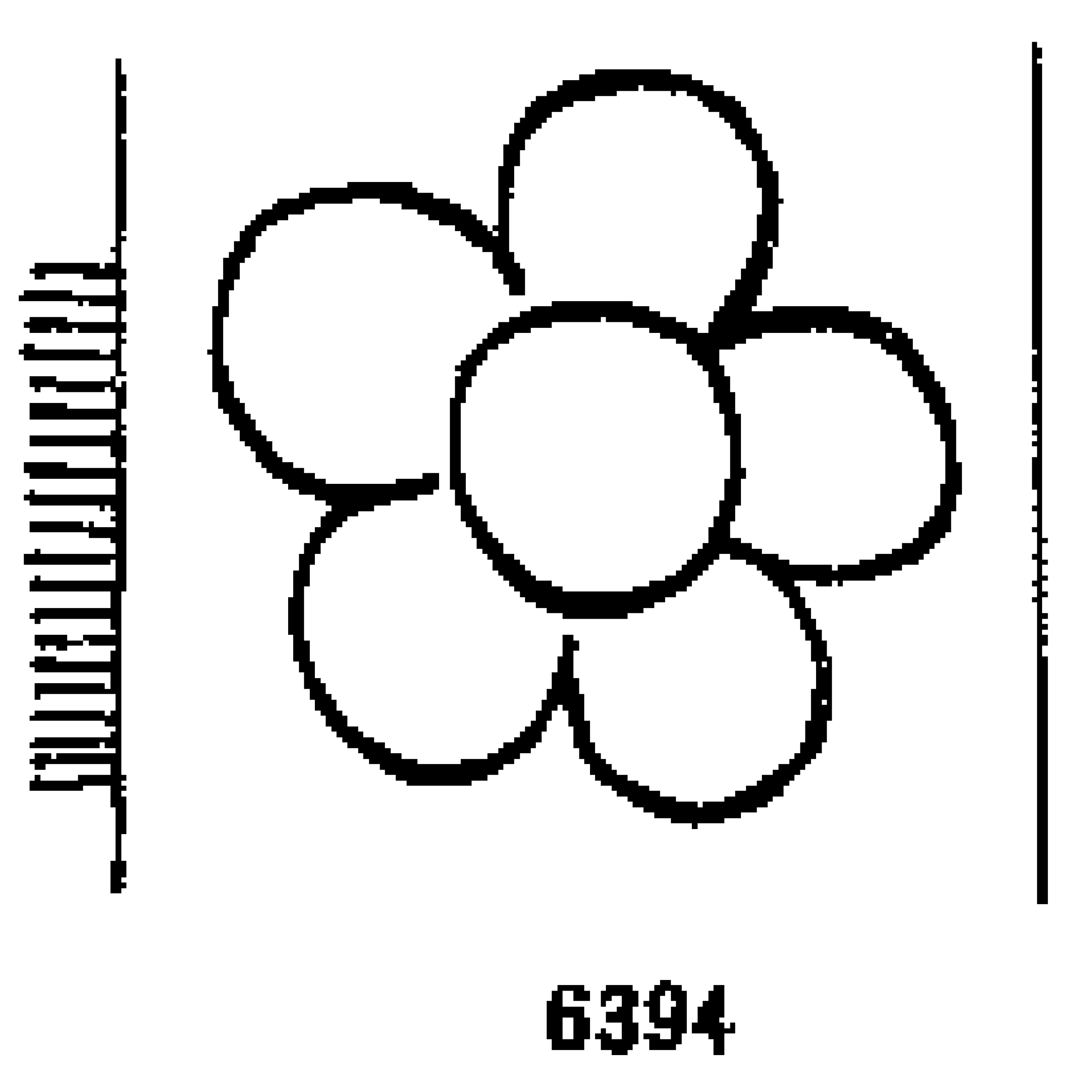Pixelated image of a flower, with a black circle at the center surrounded by five outlines of petals. 6394 at the bottom of the image.